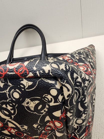 Chanel Black Coated Canvas Optic Coco Travel Tote (SHW)