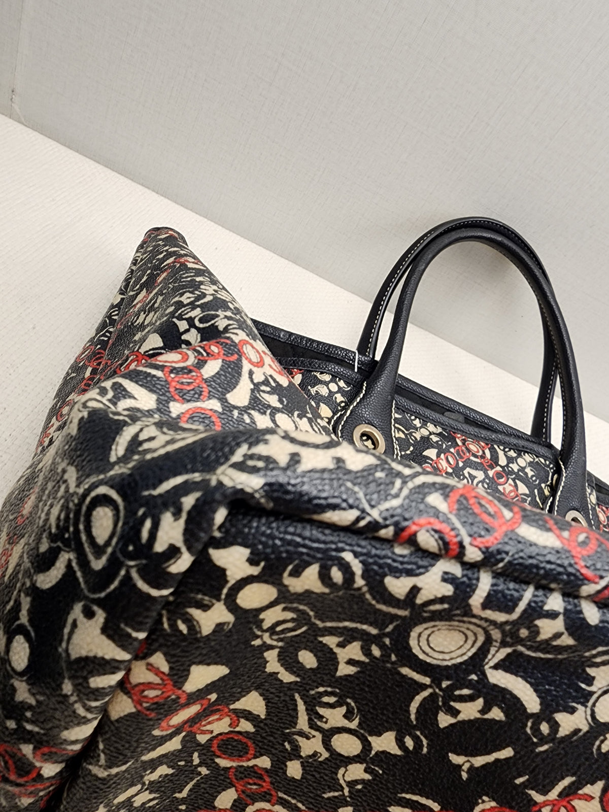 Chanel Black Coated Canvas Optic Coco Travel Tote (SHW)