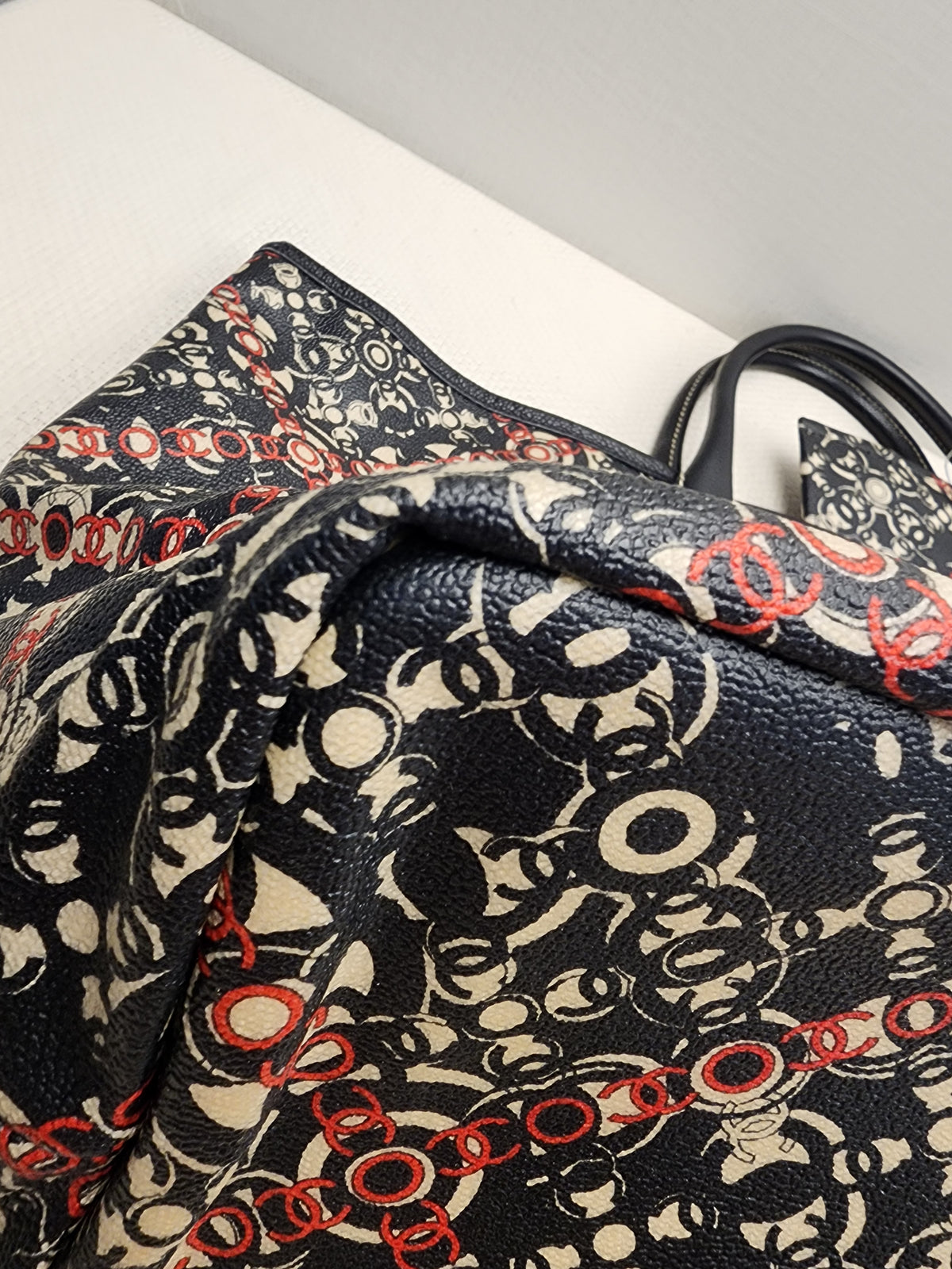 Chanel Black Coated Canvas Optic Coco Travel Tote (SHW)
