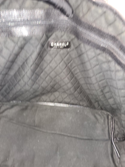 Chanel Black Coated Canvas Optic Coco Travel Tote (SHW)