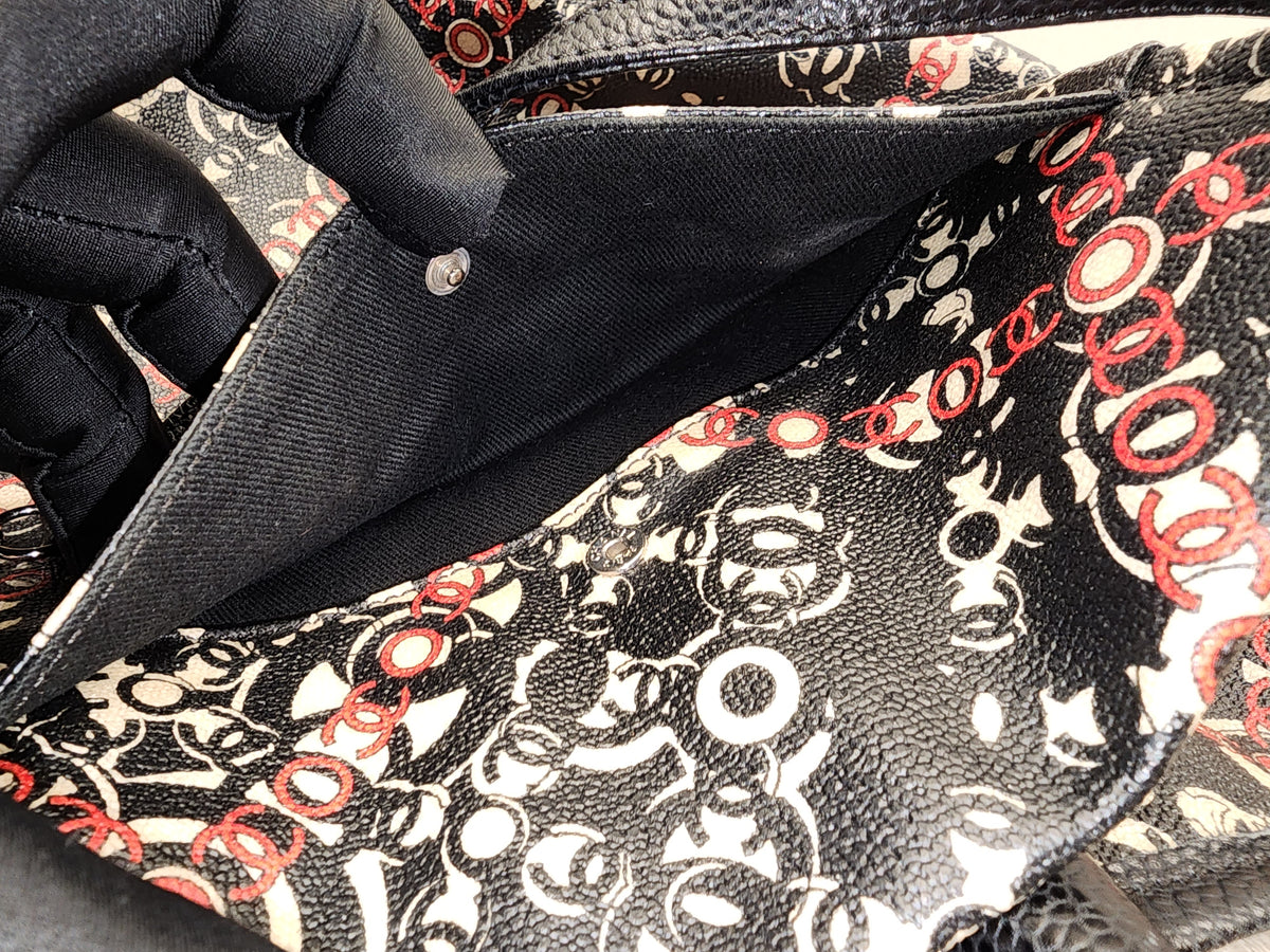 Chanel Black Coated Canvas Optic Coco Travel Tote (SHW)