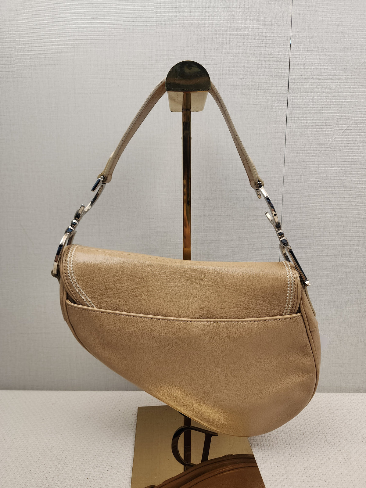 Dior Beige Calfskin Vintage Saddle Bag (SHW)