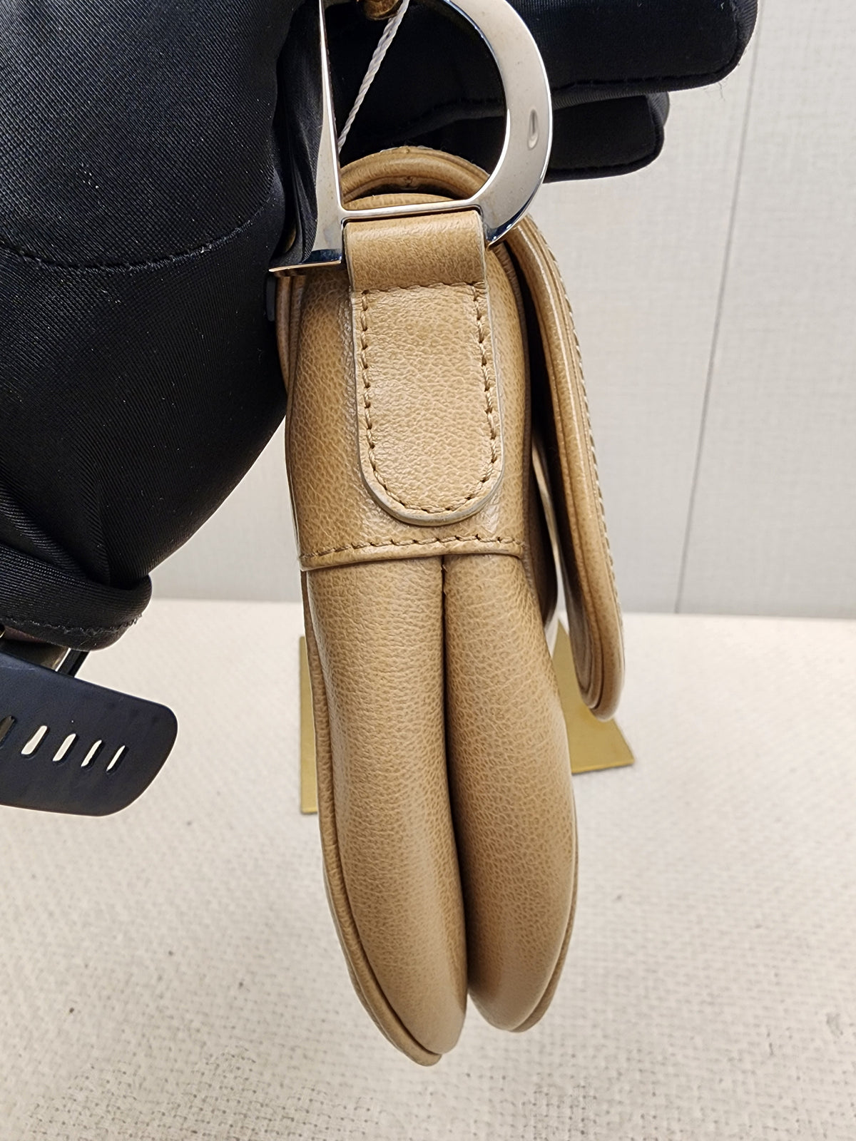 Dior Beige Calfskin Vintage Saddle Bag (SHW)