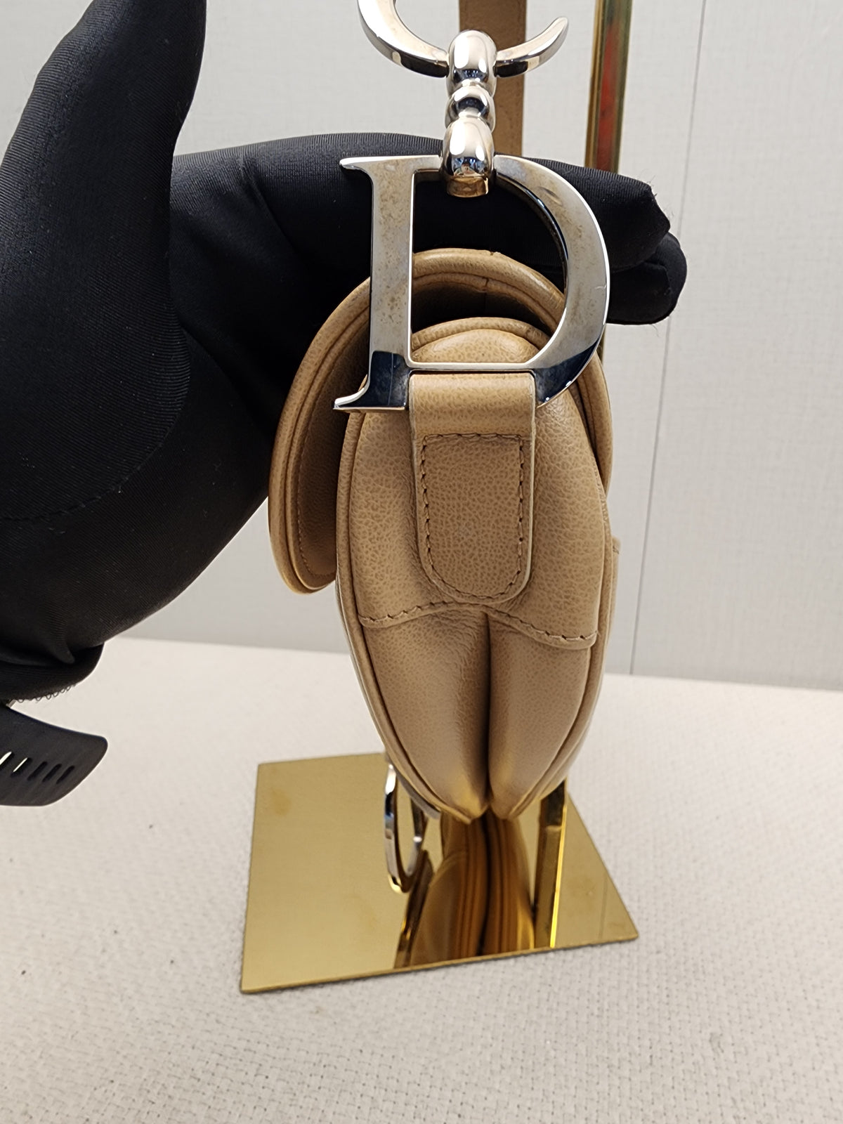 Dior Beige Calfskin Vintage Saddle Bag (SHW)
