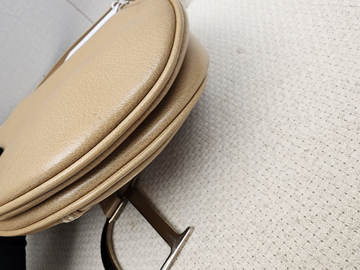 Dior Beige Calfskin Vintage Saddle Bag (SHW)