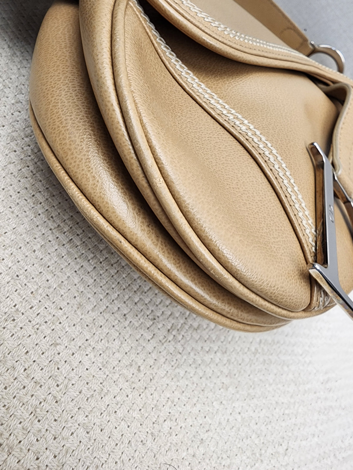 Dior Beige Calfskin Vintage Saddle Bag (SHW)