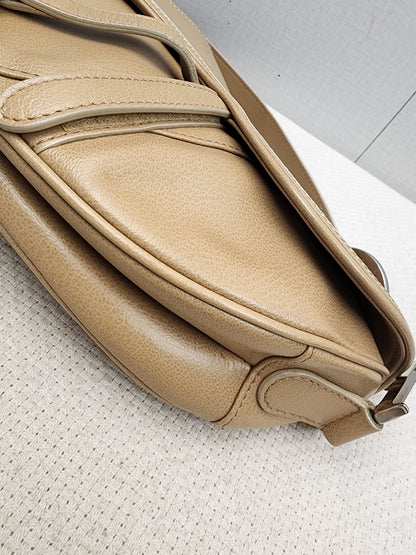 Dior Beige Calfskin Vintage Saddle Bag (SHW)