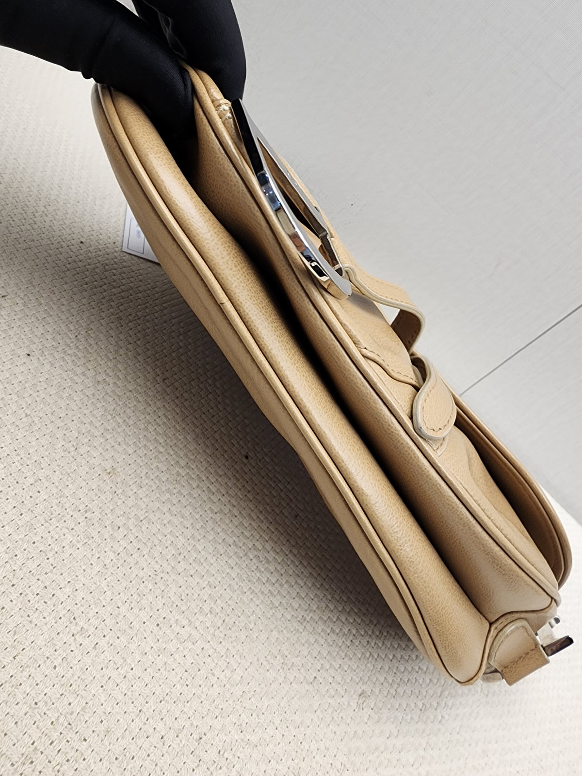 Dior Beige Calfskin Vintage Saddle Bag (SHW)