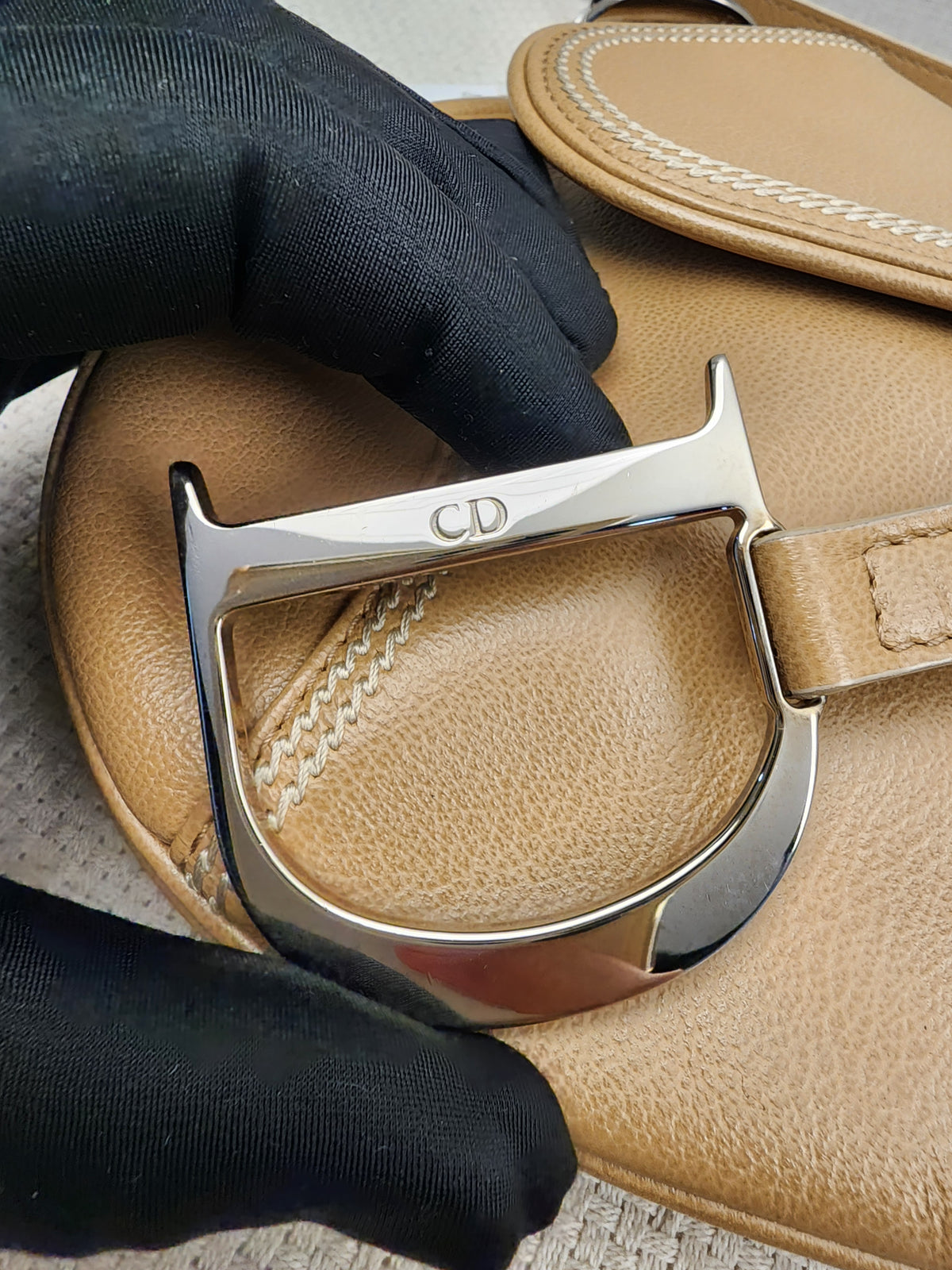 Dior Beige Calfskin Vintage Saddle Bag (SHW)