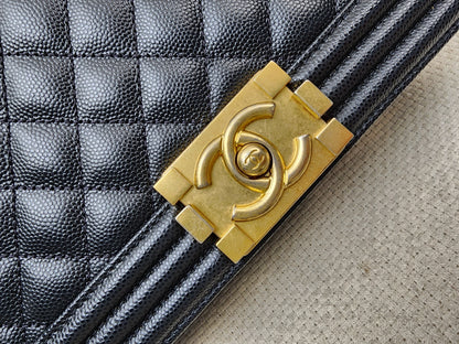 Chanel Black Caviar Old Medium Boy (GHW)