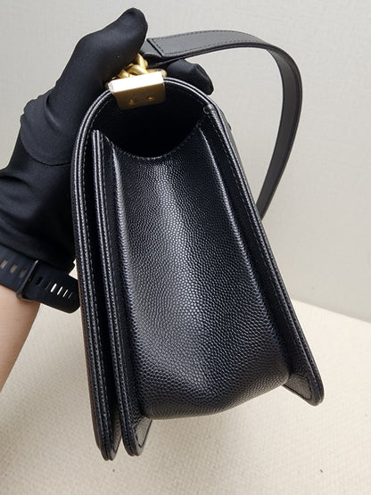 Chanel Black Caviar Old Medium Boy (GHW)