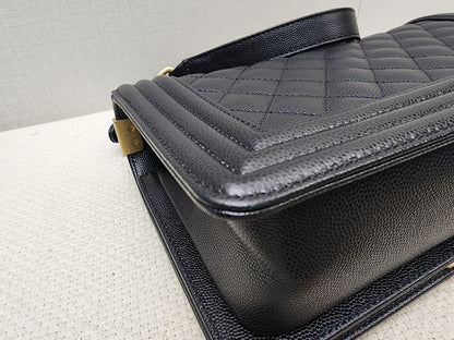 Chanel Black Caviar Old Medium Boy (GHW)