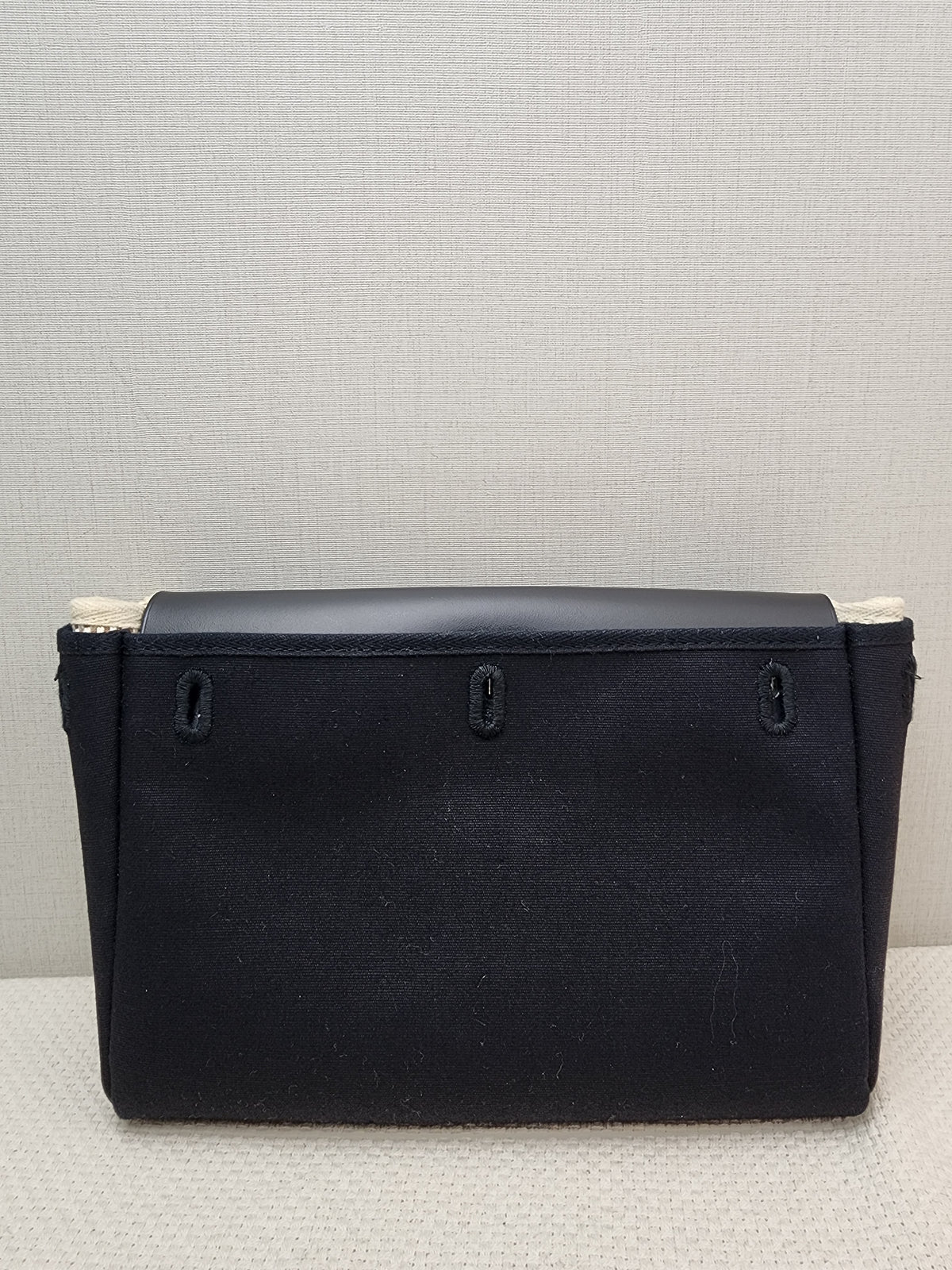Hermes Black x Beige Canvas Herbag Clutch with Interchangeable Pouch (PHW)