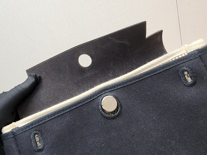 Hermes Black x Beige Canvas Herbag Clutch with Interchangeable Pouch (PHW)