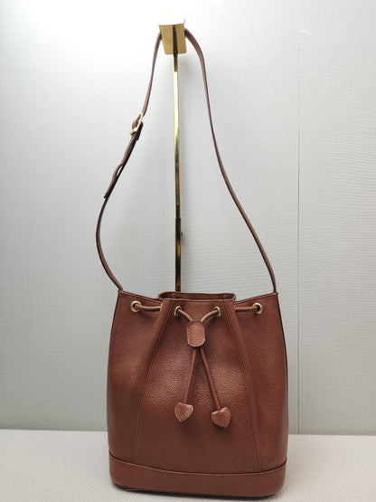 YSL Brown Calfskin Vintage Drawstring Bucket Bag