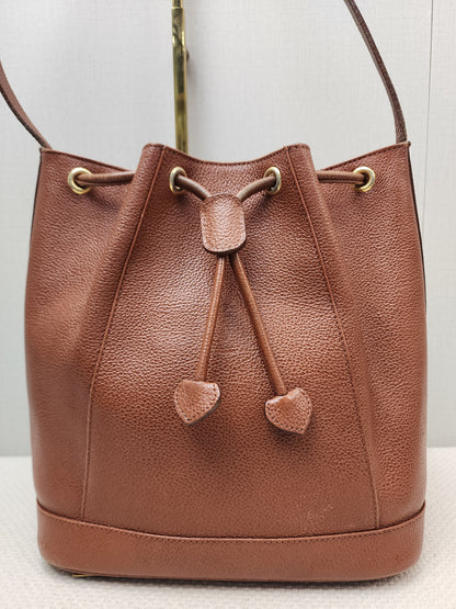YSL Brown Calfskin Vintage Drawstring Bucket Bag