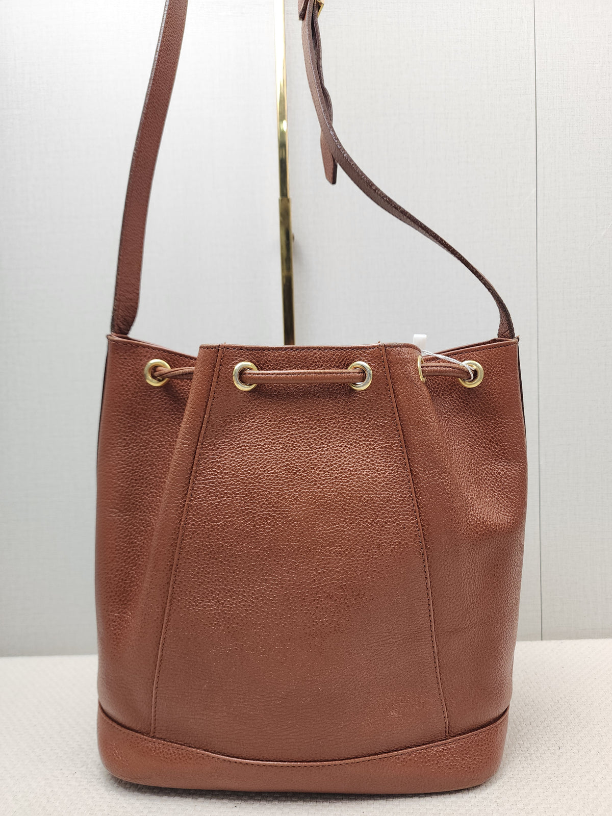 YSL Brown Calfskin Vintage Drawstring Bucket Bag