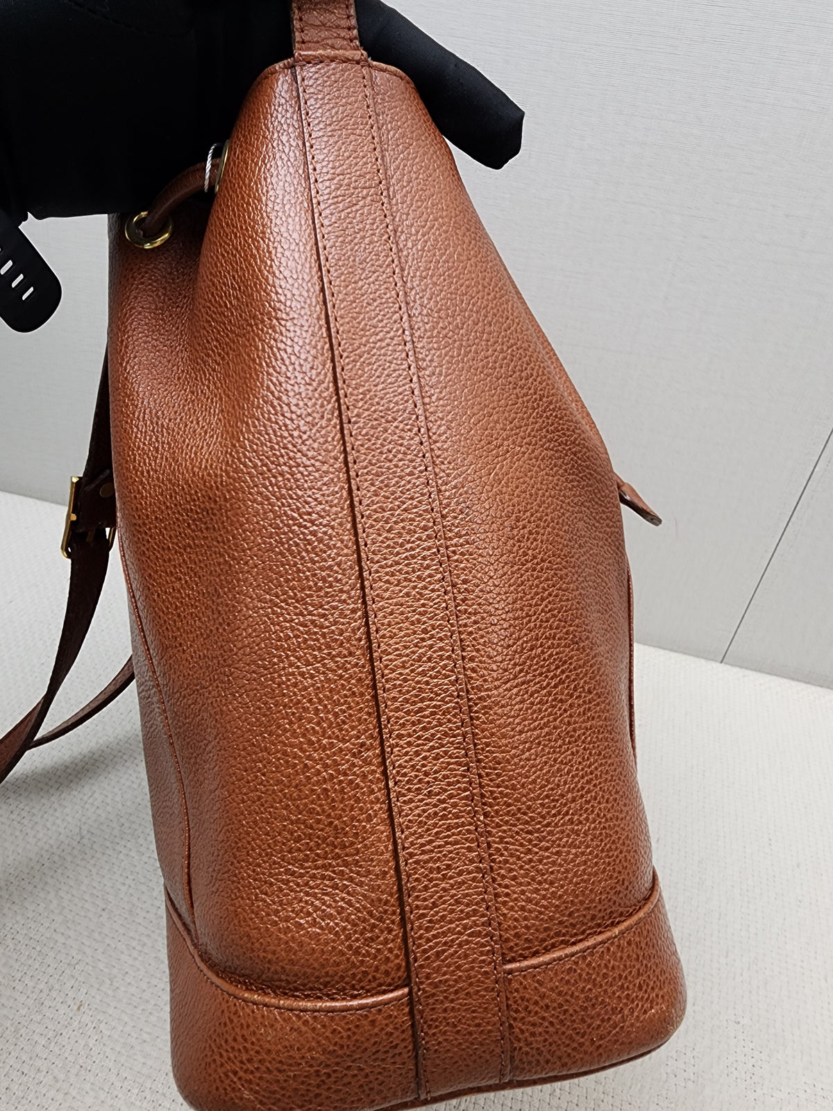 YSL Brown Calfskin Vintage Drawstring Bucket Bag