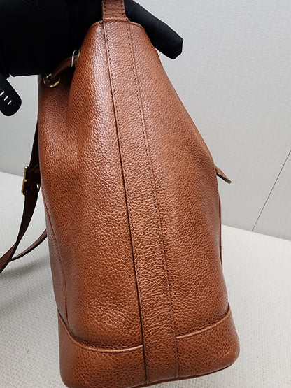 YSL Brown Calfskin Vintage Drawstring Bucket Bag