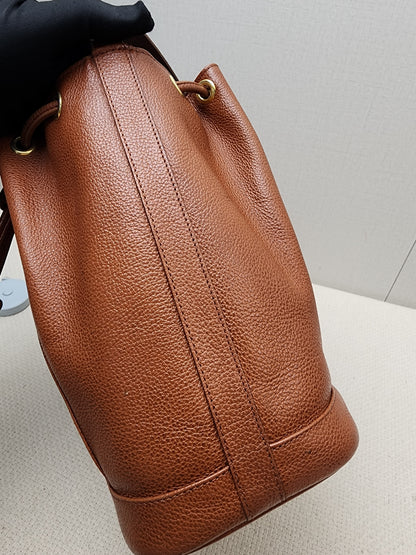YSL Brown Calfskin Vintage Drawstring Bucket Bag