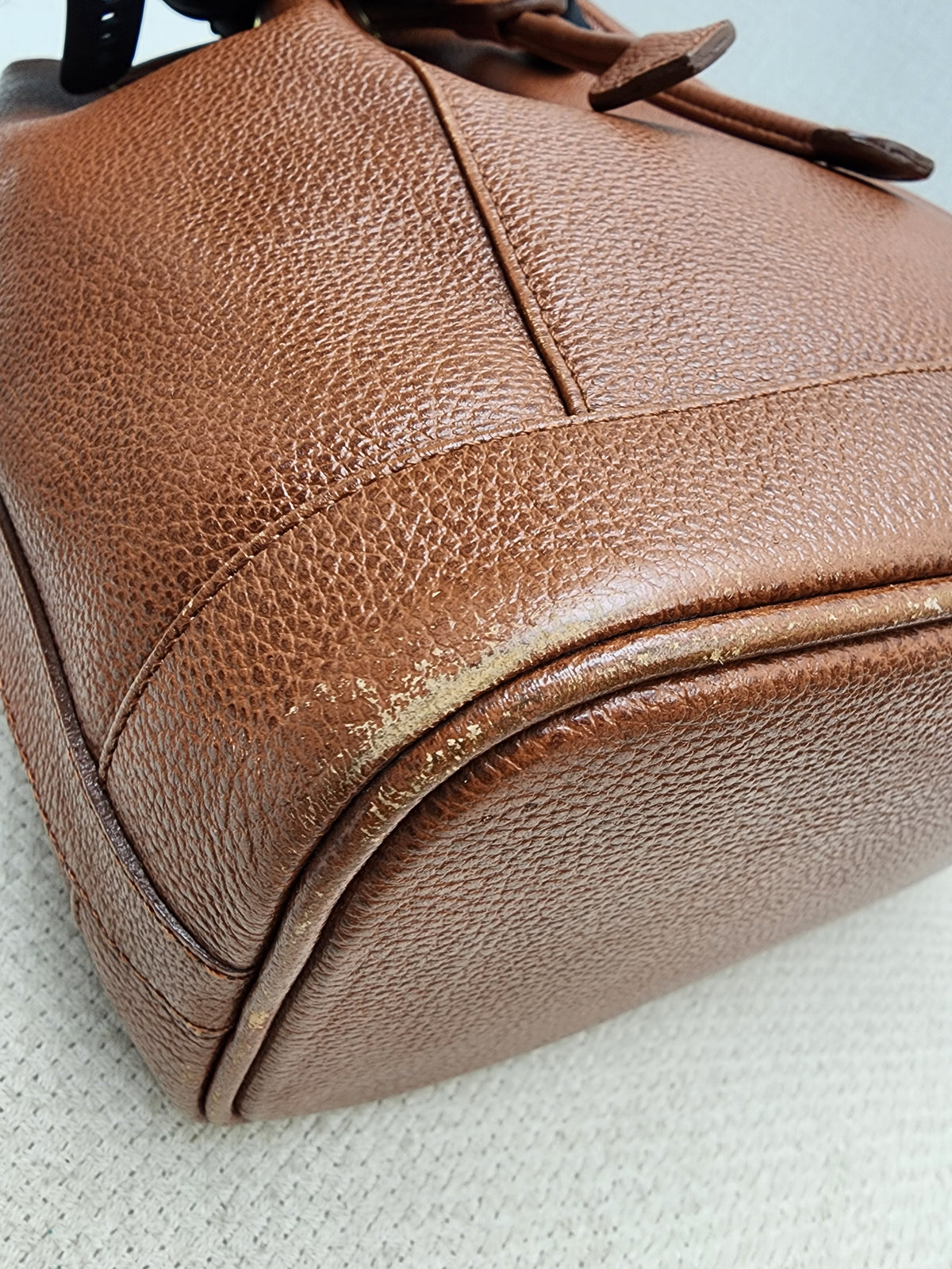 YSL Brown Calfskin Vintage Drawstring Bucket Bag