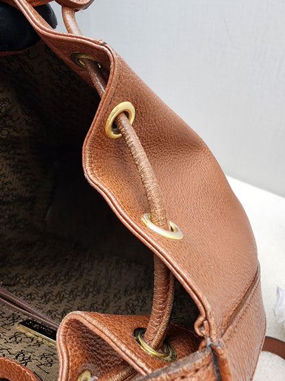 YSL Brown Calfskin Vintage Drawstring Bucket Bag
