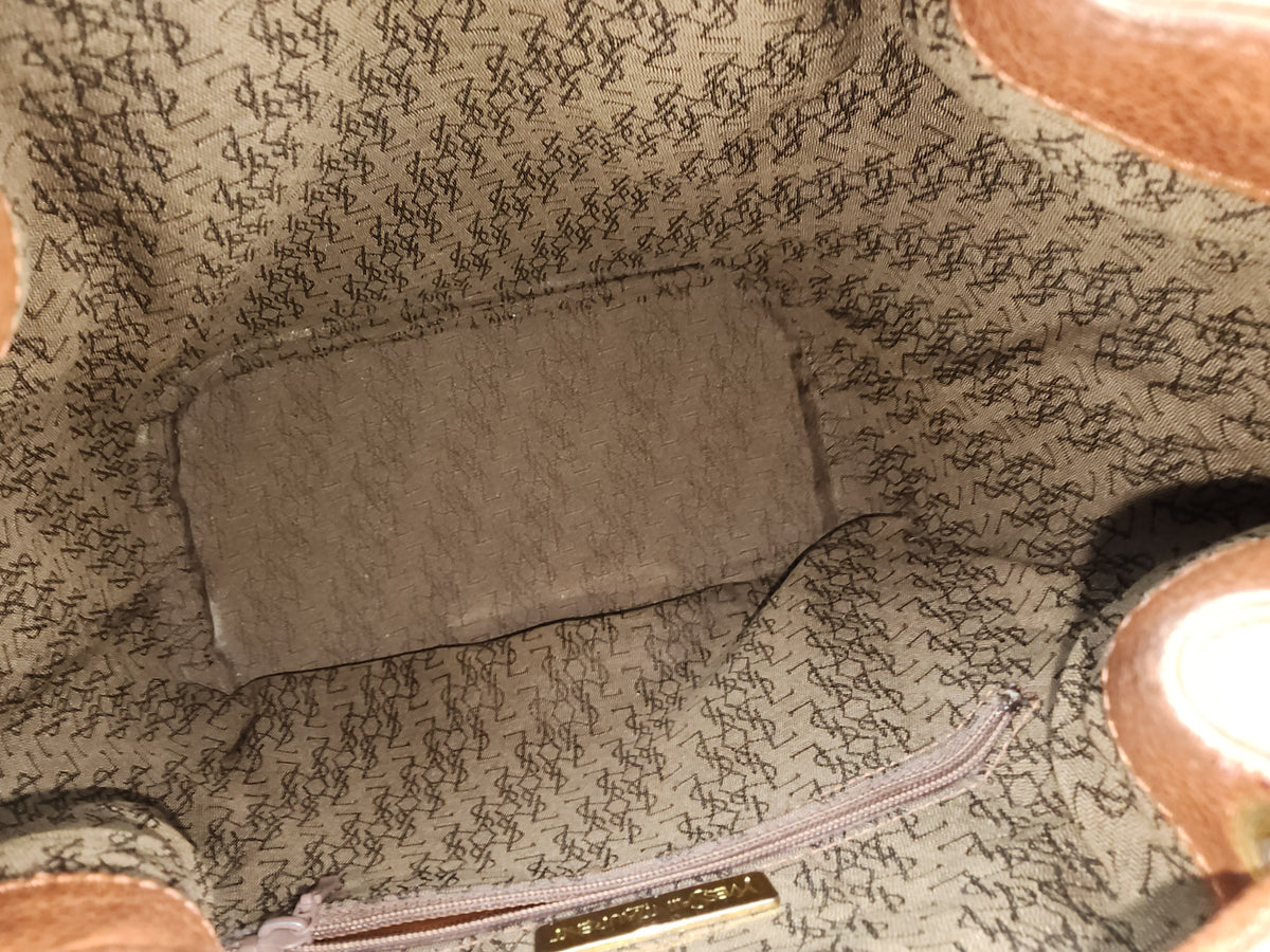 YSL Brown Calfskin Vintage Drawstring Bucket Bag
