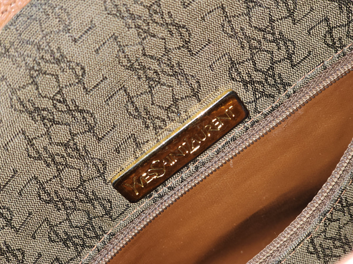 YSL Brown Calfskin Vintage Drawstring Bucket Bag