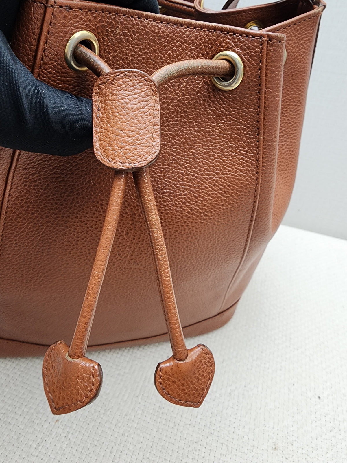 YSL Brown Calfskin Vintage Drawstring Bucket Bag
