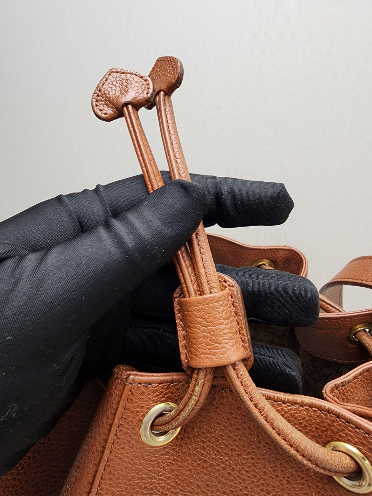 YSL Brown Calfskin Vintage Drawstring Bucket Bag