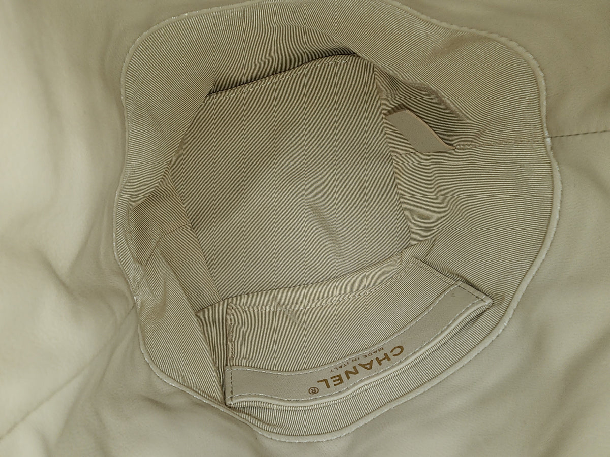 Chanel Ivory Mini Chain Frame Drawstring Bucket Bag
