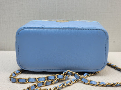 Chanel Light Blue Caviar 22S Vanity Case with Top Handle (GHW)