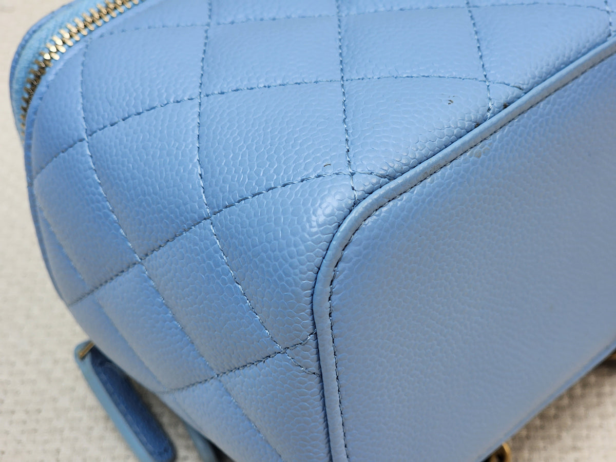 Chanel Light Blue Caviar 22S Vanity Case with Top Handle (GHW)