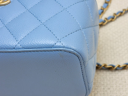 Chanel Light Blue Caviar 22S Vanity Case with Top Handle (GHW)