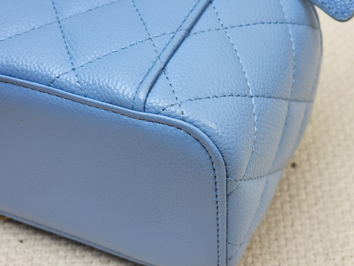 Chanel Light Blue Caviar 22S Vanity Case with Top Handle (GHW)