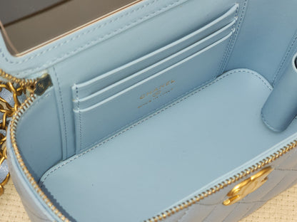 Chanel Light Blue Caviar 22S Vanity Case with Top Handle (GHW)