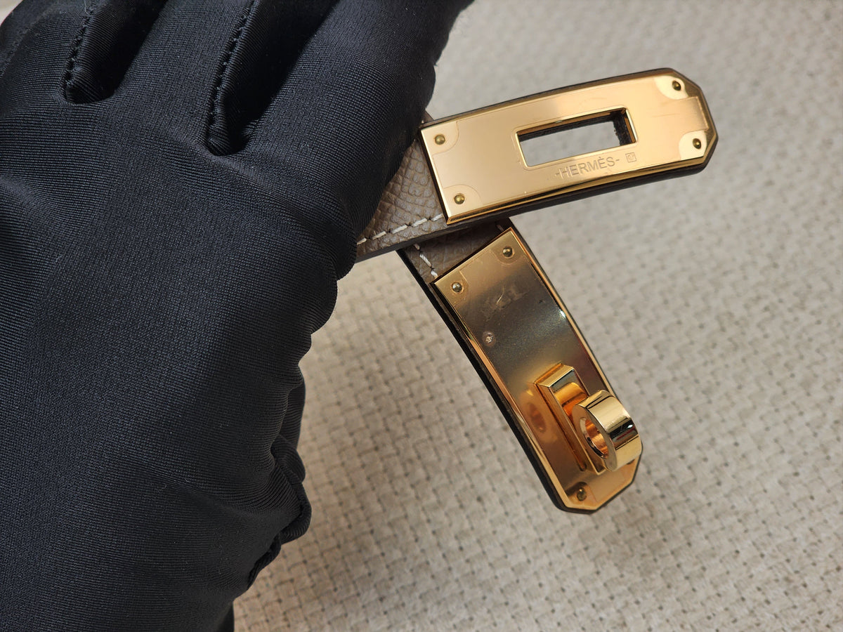 Hermes Etoupe Epsom Kelly 18 Belt (RGHW)
