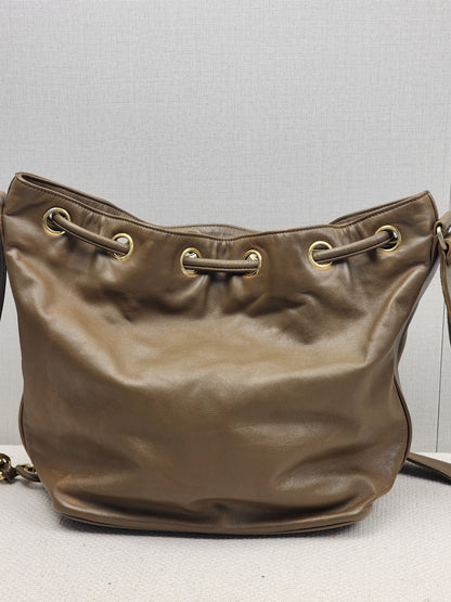 Chanel Brown Lambskin Vintage CC Soft Bucket (GHW)