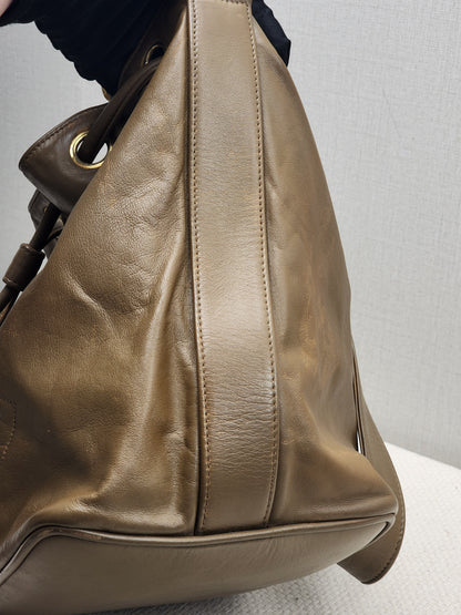 Chanel Brown Lambskin Vintage CC Soft Bucket (GHW)