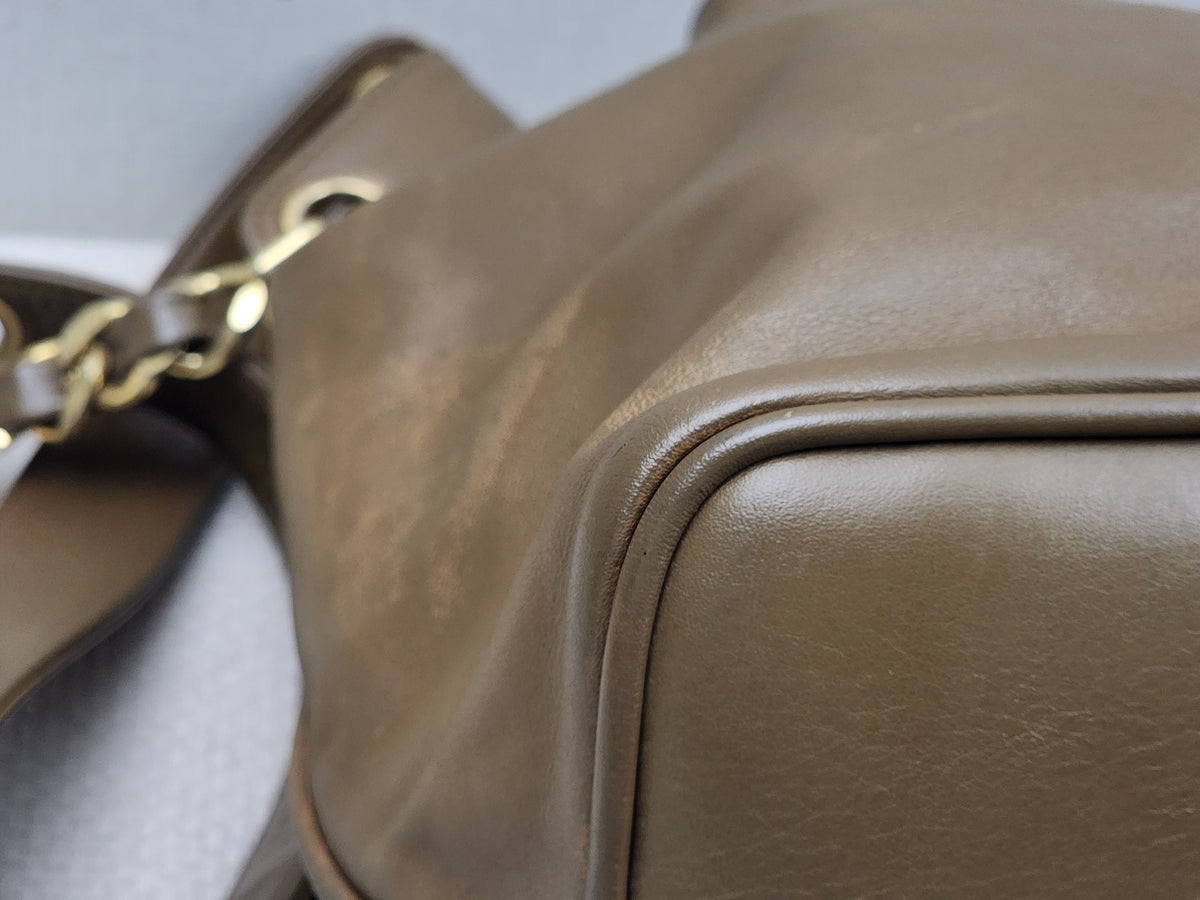 Chanel Brown Lambskin Vintage CC Soft Bucket (GHW)