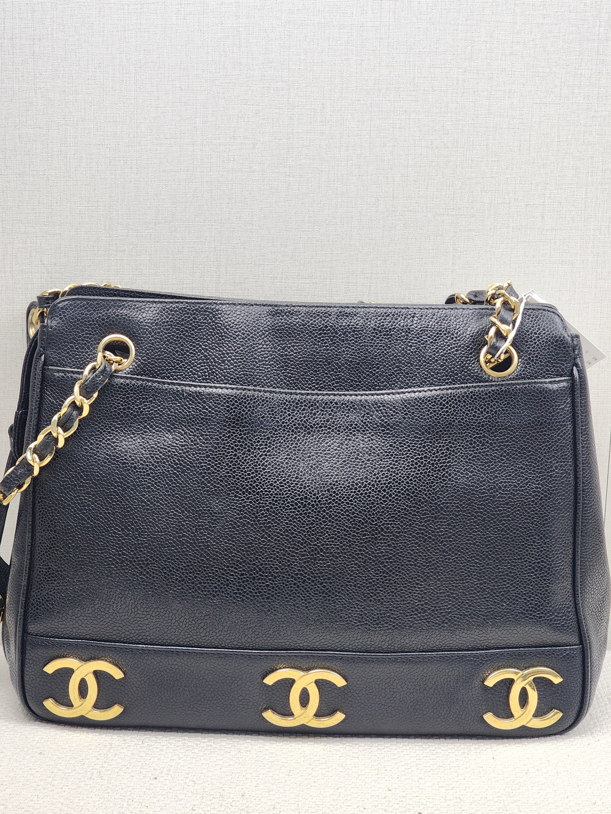 Chanel Black Caviar Vintage Triple CC Shoulder Bag