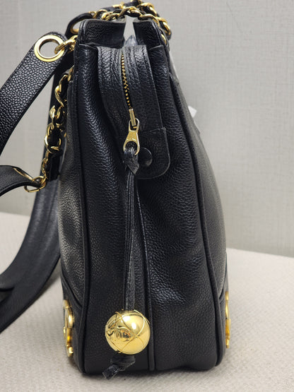 Chanel Black Caviar Vintage Triple CC Shoulder Bag