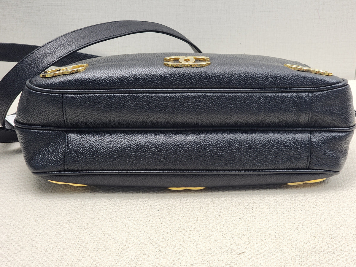 Chanel Black Caviar Vintage Triple CC Shoulder Bag