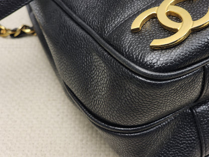 Chanel Black Caviar Vintage Triple CC Shoulder Bag
