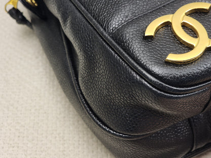 Chanel Black Caviar Vintage Triple CC Shoulder Bag