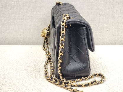 Chanel Black Lambskin Mini Rectangular w Pearl Crush (GHW)