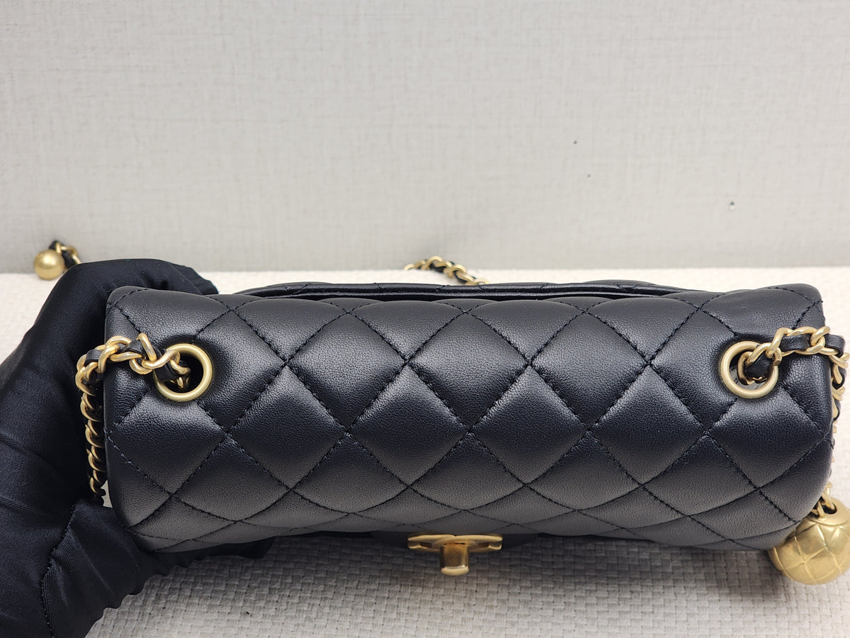 Chanel Black Lambskin Mini Rectangular w Pearl Crush (GHW)