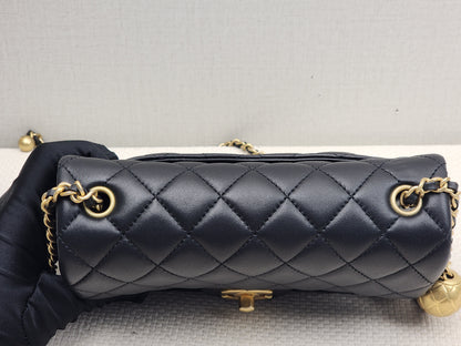 Chanel Black Lambskin Mini Rectangular w Pearl Crush (GHW)