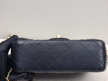 Chanel Black Lambskin Mini Rectangular w Pearl Crush (GHW)