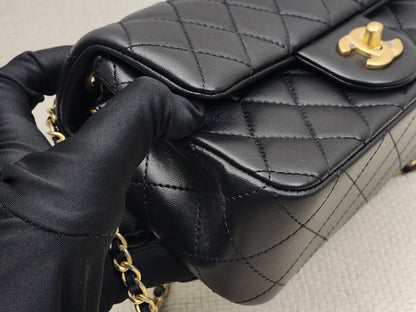 Chanel Black Lambskin Mini Rectangular w Pearl Crush (GHW)